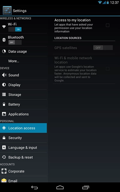 Press Access to my location to turn the function on or off.