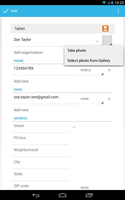 To assign an existing picture:Press Select photo from Gallery.