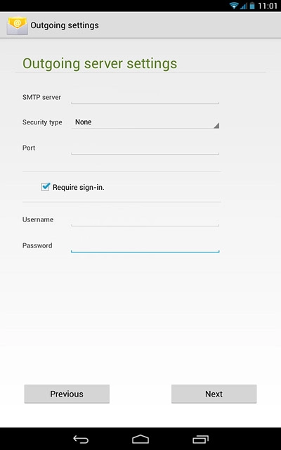 Press Next.Please note that if you're using Vodafone's outgoing server, turn off SMTP authentication and leave the username and password fields empty.