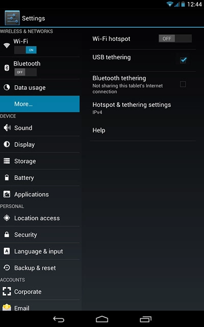 Press USB tethering until the function is turned on.