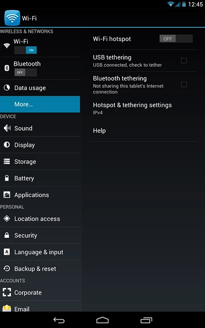 Press Wi-Fi hotspot.