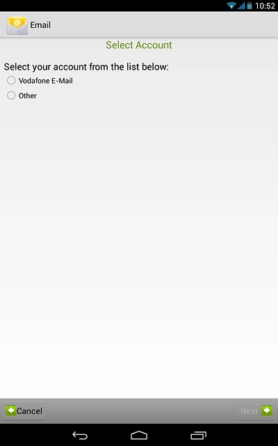 Press the required email account or Other.