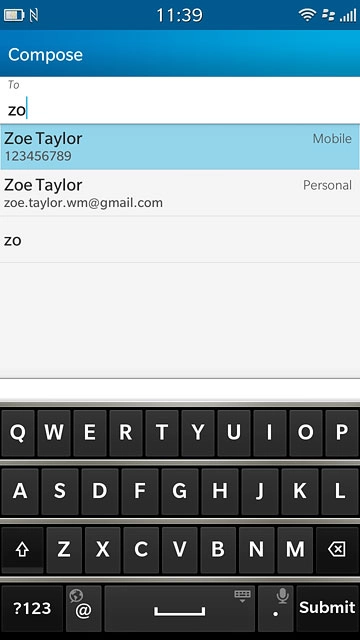 Key in the first letters of the required contact.Matching contacts are displayed.Press the required contact.