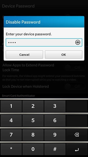 Key in the phone lock code and press OK.