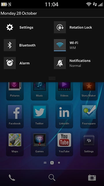 Slide your finger down the display starting from the top edge of your phone.Press Settings.