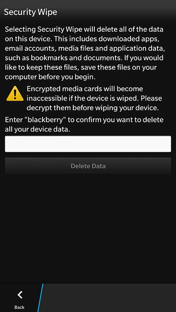 Press the text input field and key in blackberry