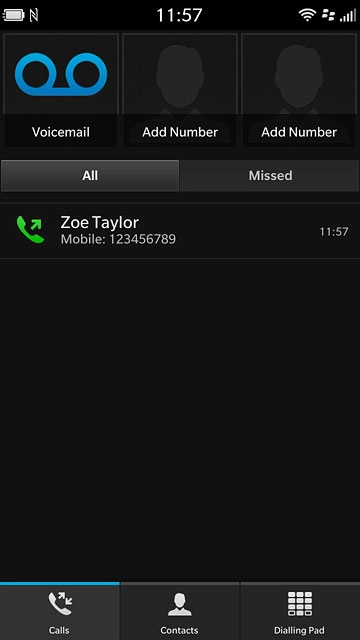 Press Calls.The call list is displayed.