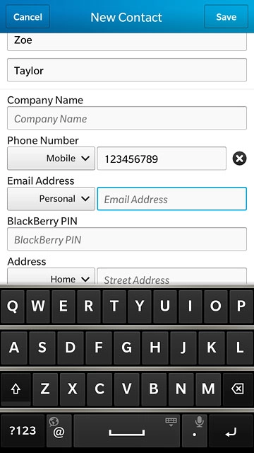 Press Email Address and key in the required email address.