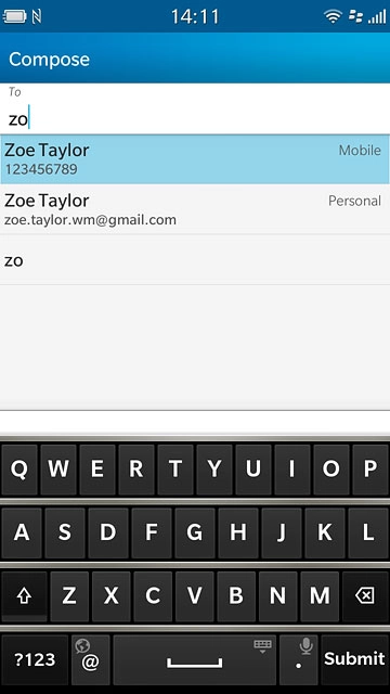 Key in the first letters of the required contact.Matching contacts are displayed.Press the required contact.