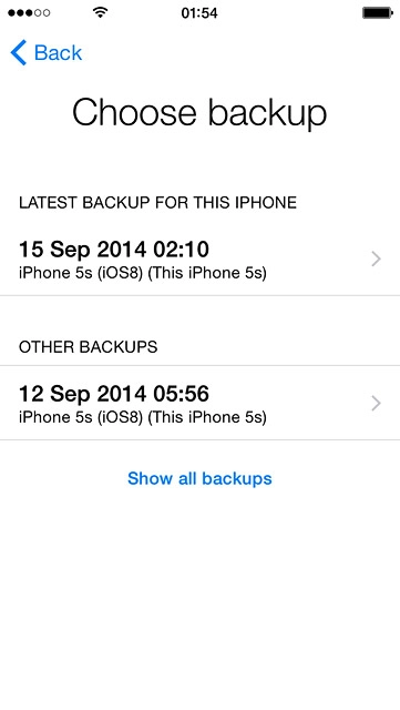 Press the required backup.Your phone restores the contents of the selected backup.Follow the instructions on the display to activate your phone.