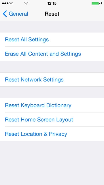 Press Erase All Content and Settings.