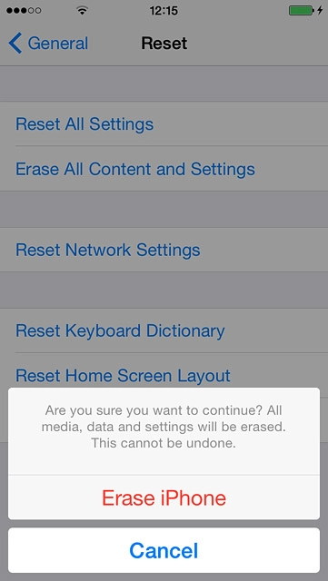 Press Erase iPhone to confirm.