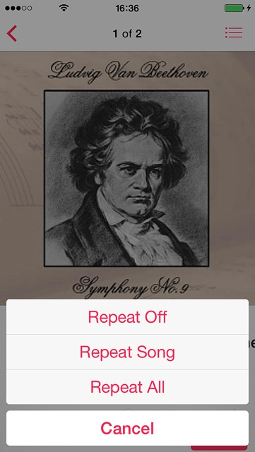 Press the required setting.