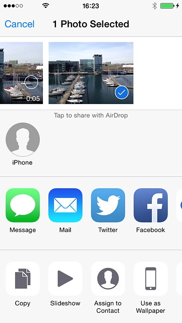 Press the required device.The picture or video clip is sent.
