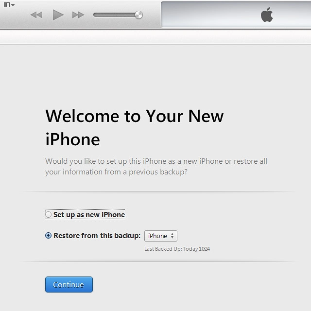 Click Restore from this backup.