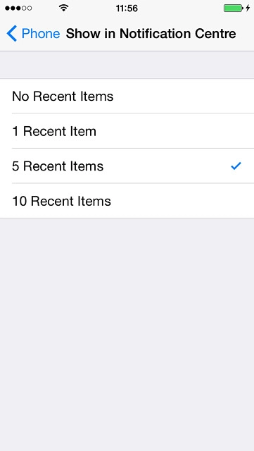 Press the required setting.