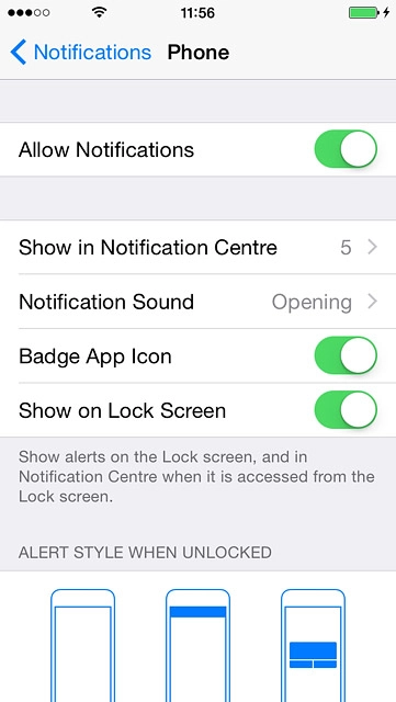To select the number of notifications to display:Press Show in Notification Centre.