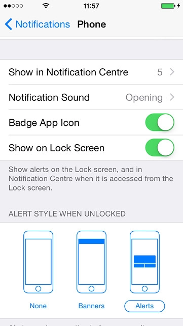 Depending on the application selected, more settings may be available. Follow the instructions on the display to select the required settings.Press Notifications to save the settings.