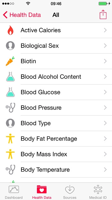 Press the required type of information.