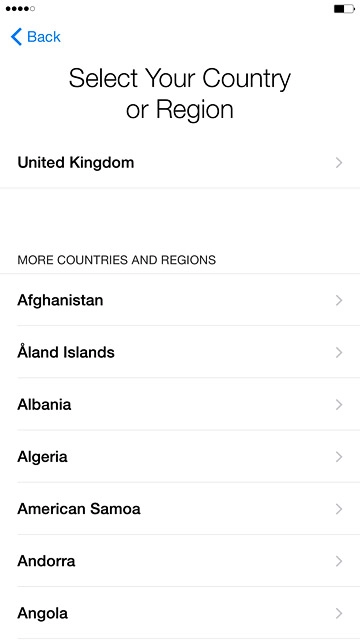 Press the required country or area.