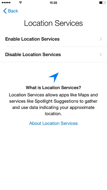If you select Disable Location Services: