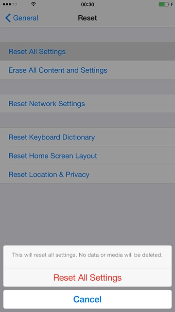 Press Reset All Settings.