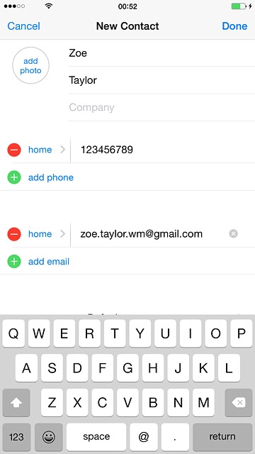 Press the field next to the email address.