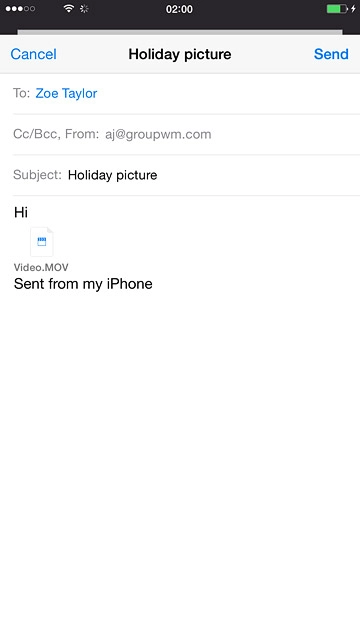 Press Send when you've finished your email message.