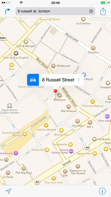 Press the start navigation icon.