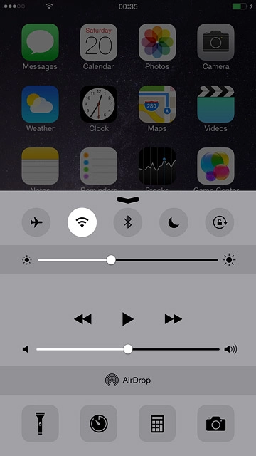 Slide your finger upwards starting from the bottom edge of the display.Press the flight mode icon to turn the function on or off.
