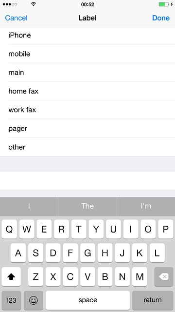 Key in the required text and press Done.