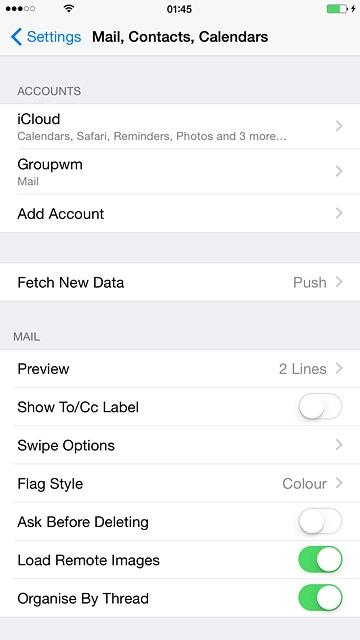 Press the name of the email account you've just set up.