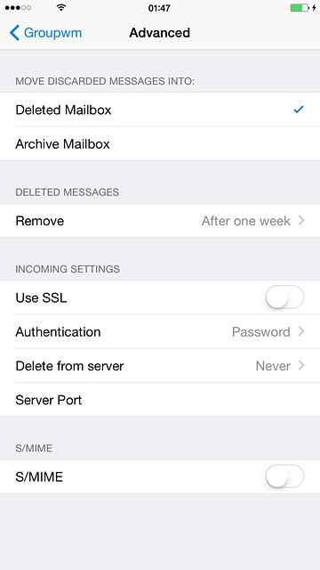 Press the name of the email account you've just set up.