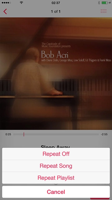 Press the required setting.