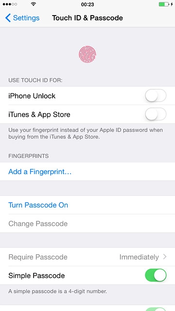 Press Add a Fingerprint....Follow the instructions on the display to add a fingerprint.