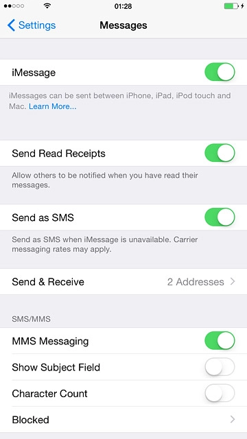 Press the indicator next to 