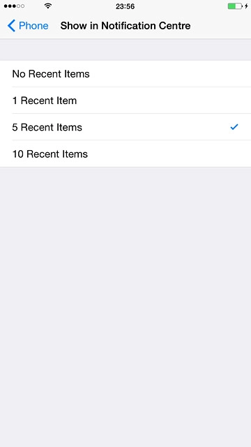 Press the required setting.