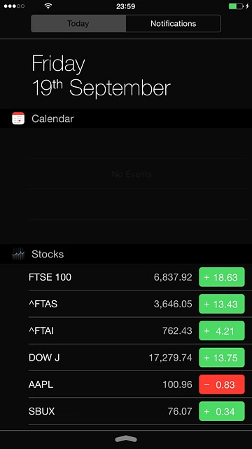 Press Today or Notifications.