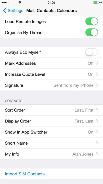 Press Import SIM Contacts.