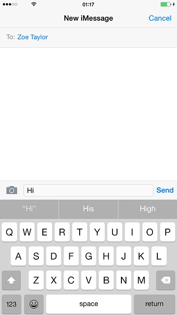 Press Send when you've finished your iMessage.