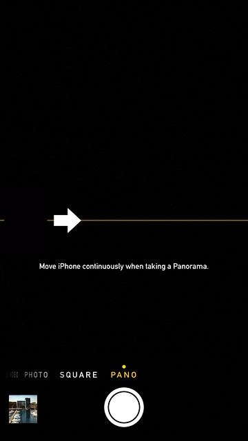 Slide your finger left on the display to select PANO.