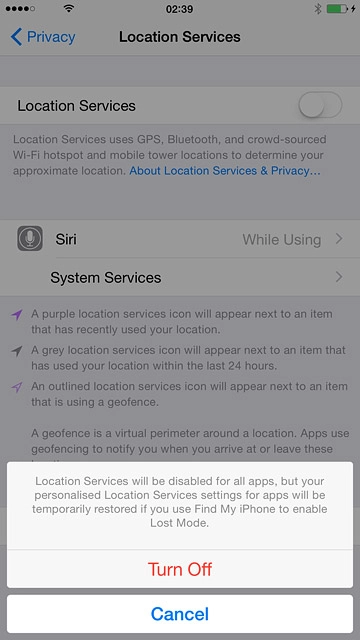 If you turn off the function:Press Turn Off.