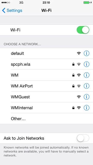 A list of Wi-Fi networks within range is displayed.Press the required Wi-Fi network.