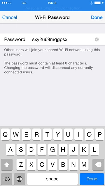 Key in the required password and press Done.