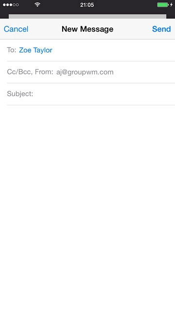 Press Subject and key in a subject for the email message.