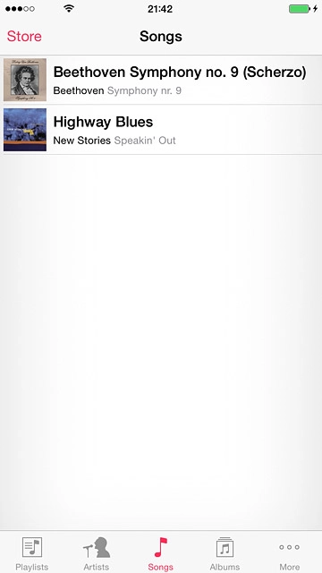 Press the required category at the bottom of the display.Go to the required audio file or playlist.