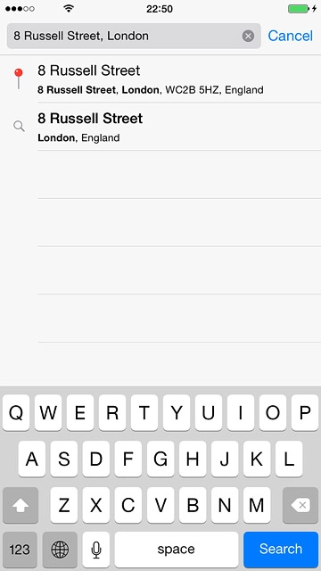 Key in the required destination and press Search.