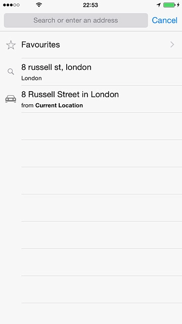 Press the required destination.