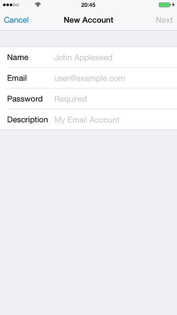 Press Email and key in your email address.
