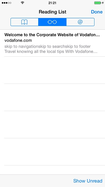 Press the reading list icon.